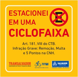 Prefeitura de Salvador lança adesivo contra carros estacionados em ciclofaixa